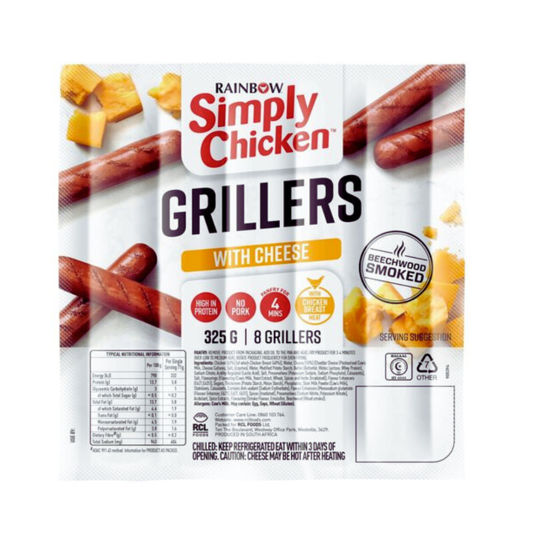 Rainbow Simply Chicken Cheese Grillers 325g Image