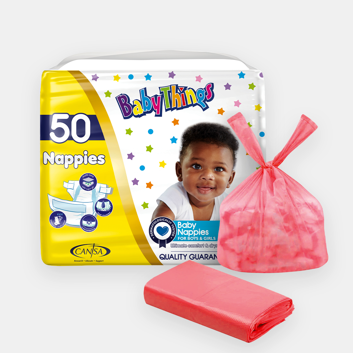 Combo - R25 Off Baby Things Diapers (All Variants) and Baby Things Nappy Bags 150's Image
