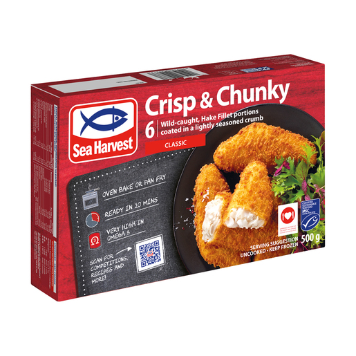R20 Off Sea Harvest Frozen Crisp & Chunky crumbed Hake 6 Pieces 500g (All Variants) Image