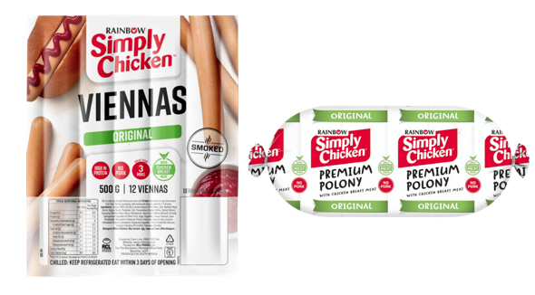 R20 Off Rainbow Simply Chicken Original Smoked Viennas 500g AND Rainbow Chicken Polony 1kg (All Variants) Image