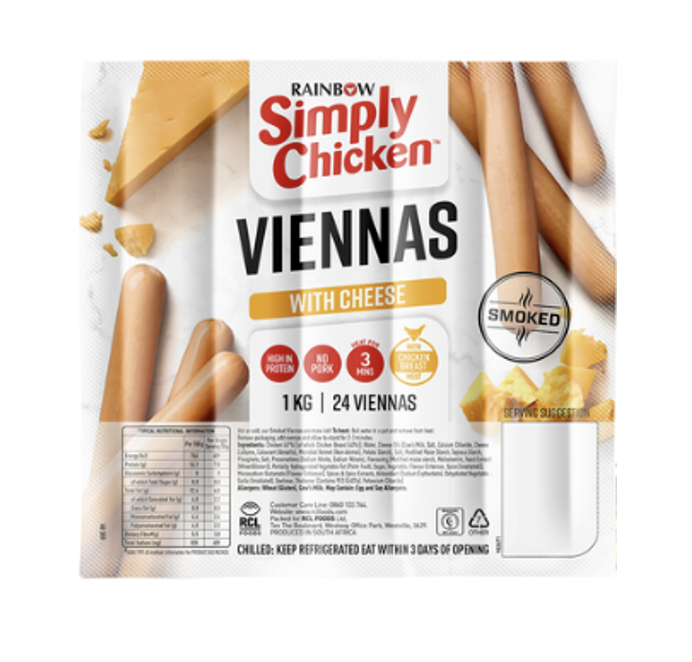 Rainbow Simply Chicken Smoked Viennas With Chicken Breast Meat 1kg (All Variants) Image